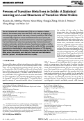 Cover page: Persona of Transition Metal Ions in Solids: A Statistical Learning on Local Structures of Transition Metal Oxides