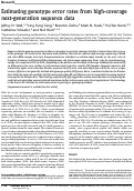 Cover page: Estimating genotype error rates from high-coverage next-generation sequence data.