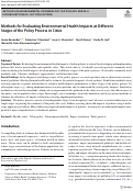 Cover page: Methods for Evaluating Environmental Health Impacts at Different Stages of the Policy Process in Cities.