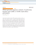 Cover page: Whole genome sequence analysis of pulmonary function and COPD in 19,996 multi-ethnic participants