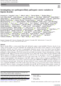 Cover page: Investigating rare pathogenic/likely pathogenic exonic variation in bipolar disorder.