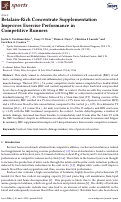 Cover page: Betalain-Rich Concentrate Supplementation Improves Exercise Performance in Competitive Runners