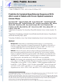 Cover page: Prediction for sustained deep molecular response of BCR‐ABL1 levels in patients with chronic myeloid leukemia in chronic phase