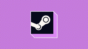 The Steam logo on a pink background