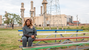 Cheryl Weston site with the North Omaha Station looming in the background