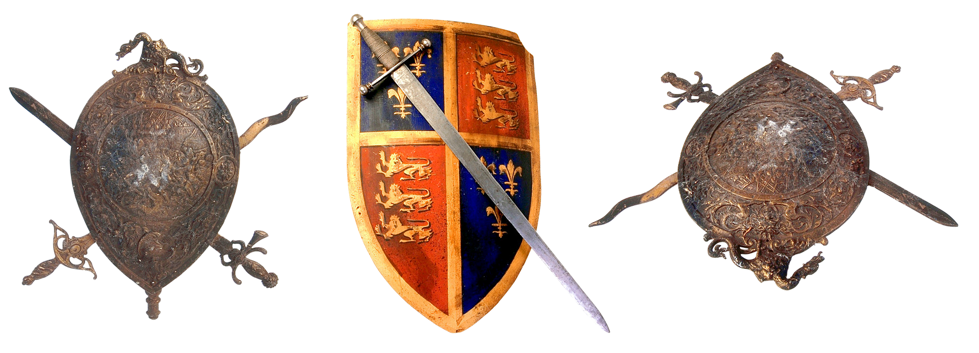 A Sword And Shield With A Sword On It