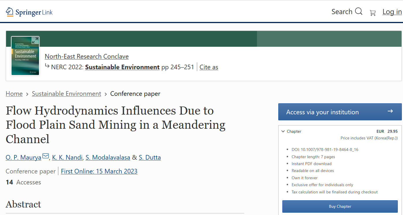 Flow Hydrodynamics Influences Due to Flood Plain Sand Mining in a Meandering Channel