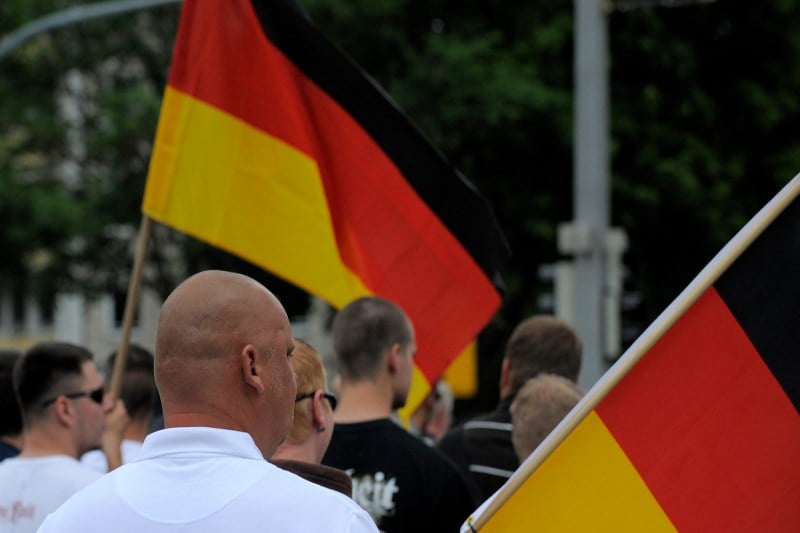 Right extremists attend a neo-Nazi rally on June 17, 2012 in Dresden, eastern Germany, where commemorations were held to remember the uprising in 1953 in the former east German Democratic Republic.