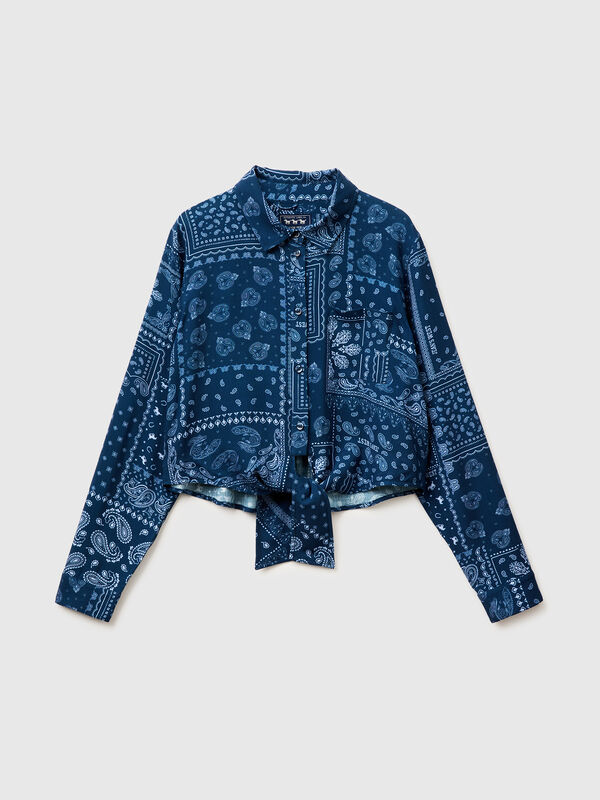 Chemise &agrave; imprim&eacute; bandana avec n&oelig;ud Femme