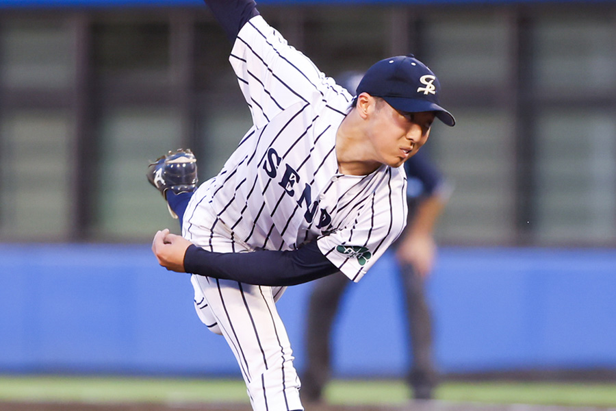 仙台大の最速152キロ左腕・渡邊一生【写真：加治屋友輝】