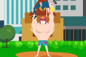 レスラーが青年を放り投げるタイミングゲーム BUDDY TOSS