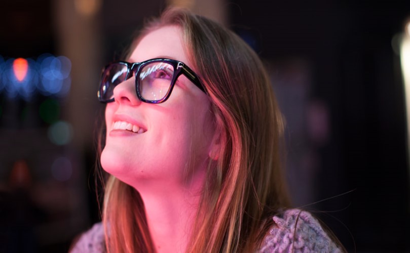 A woman looking up