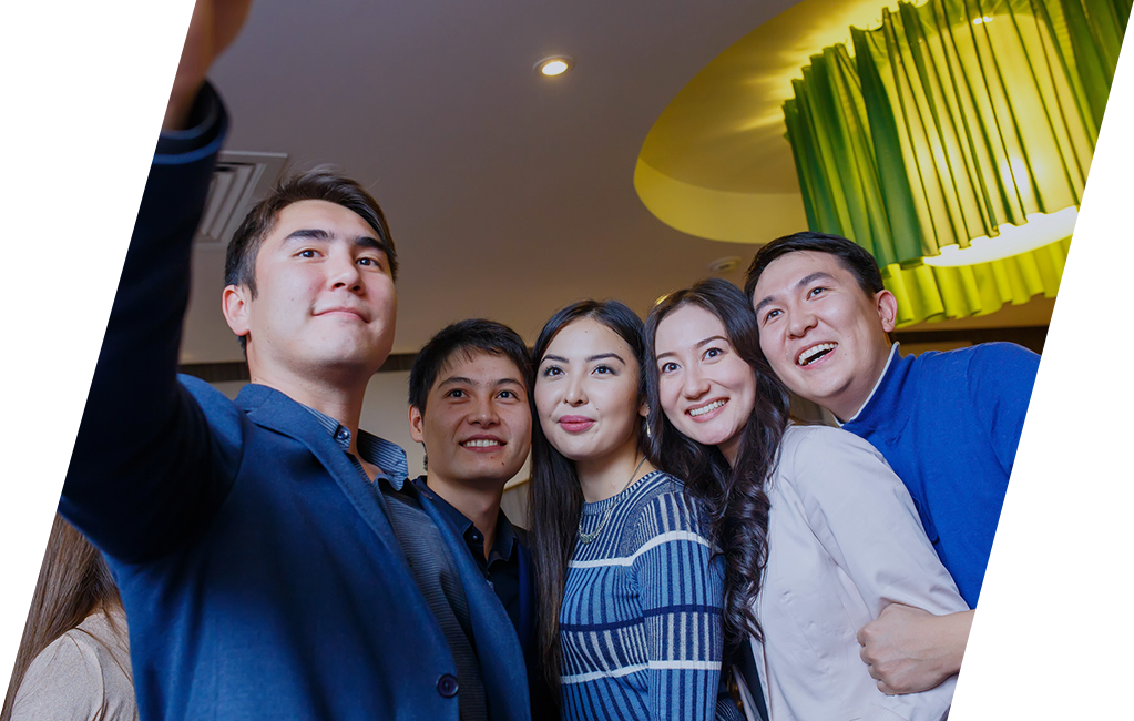 A group of international students taking a selfie