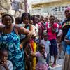 Children are taken by their mothers for nutrition screening in the Delams neighbourhood of Port-au-Prince.