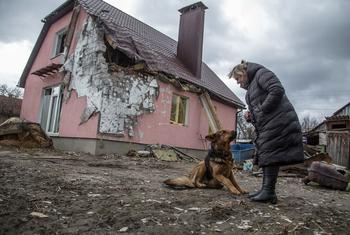 The village of Novoselivka, near Chernihiv in Ukraine has been bombed in the conflict with Russia.