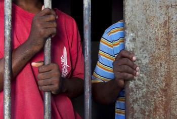 Detainees in a Haitian prison