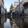 Heavy rains have led to flooding in the streets of Khan Younis in the southern Gaza Strip. 