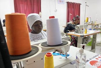 A UNFPA-run workshop in Basse, The Gambia, producing recyclable sanitary pads