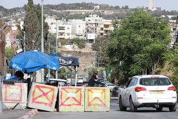 Israeli police at the entrance of Sheikh Jarrah neighborhood, in Jerusalem.