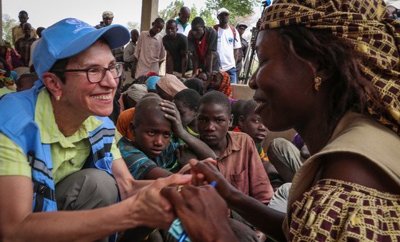 The UN Deputy Emergency Relief Coordinator, Ursula Mueller, visits Zamai sites for internally displaced persons (IDPs) and Minawao refugee camp in the Far North region of Cameroon.