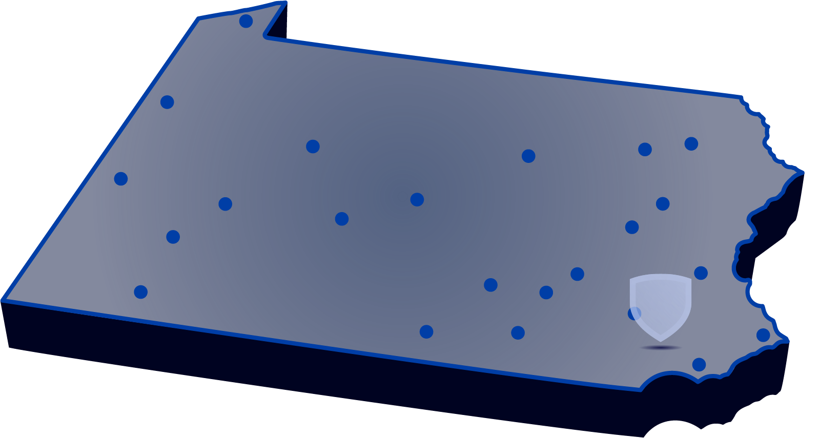 Locations of Penn State's campuses throughout Pennsylvania with Penn State Great Valley highlighted