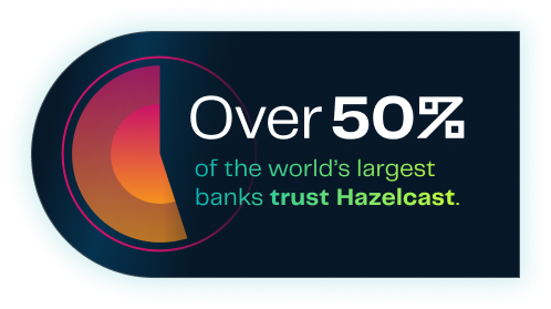 Over 50% of the world's largest banks trust Hazelcast.