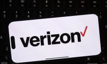 Verizon logo on phone screen