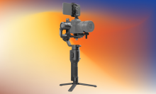 DJI Ronin-SC stabilizer on a peach to dark blue gradient