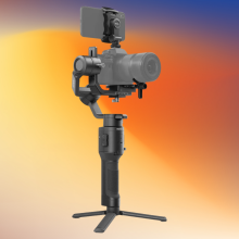 DJI Ronin-SC stabilizer on a peach to dark blue gradient