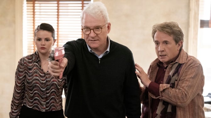 Selena Gomez, Steve Martin, and Martin Short in "Only Murders in the Building."