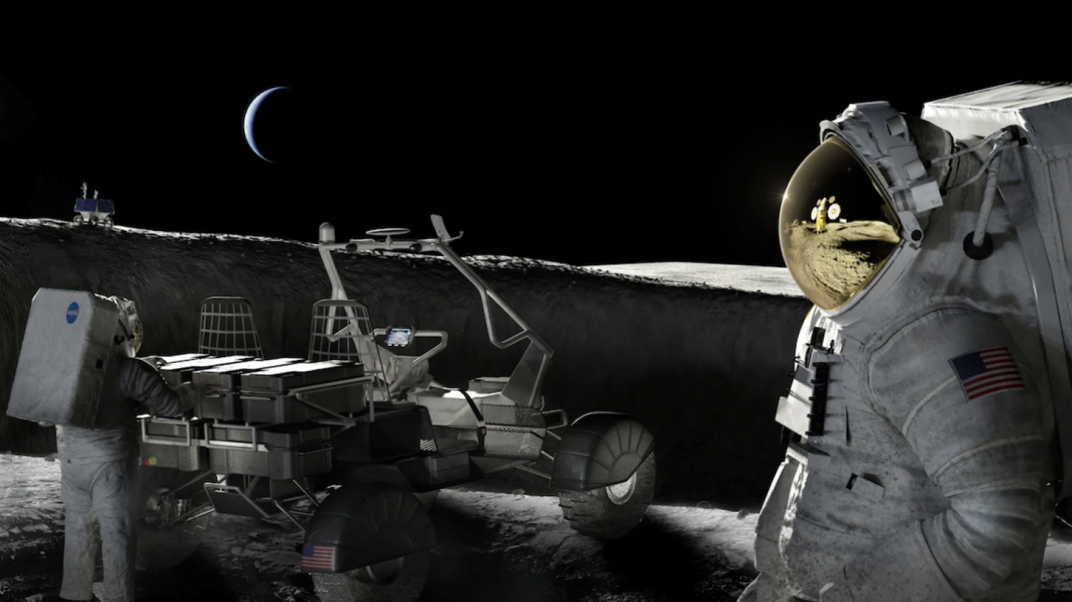 A NASA conception of future astronauts working on the lunar surface.