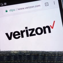 Verizon logo on a phone