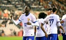 Randal Kolo Muani of France celebrates