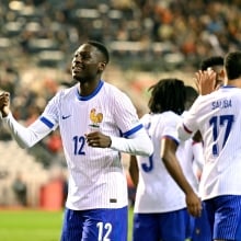 Randal Kolo Muani of France celebrates