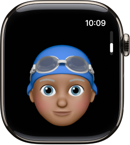 Die App „Memoji“ auf der Apple Watch zeigt ein Gesicht.