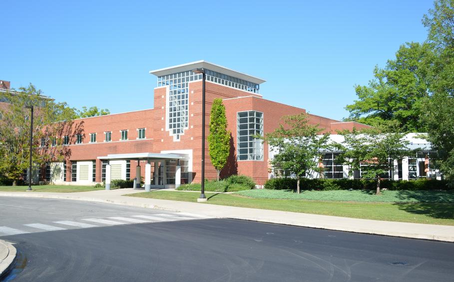 Exterior view of the Mateer Building. 