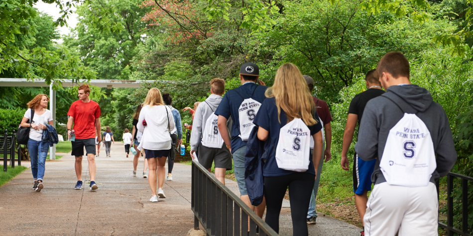 students walking on campus