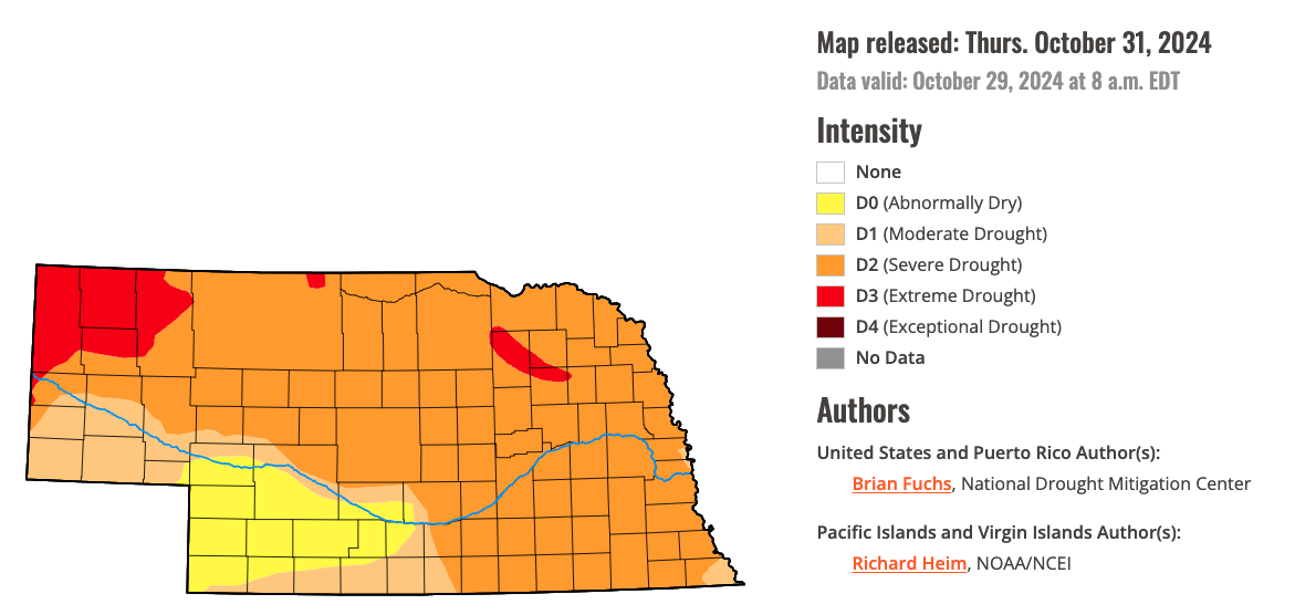 Nebraska drought map, November 1, 2024