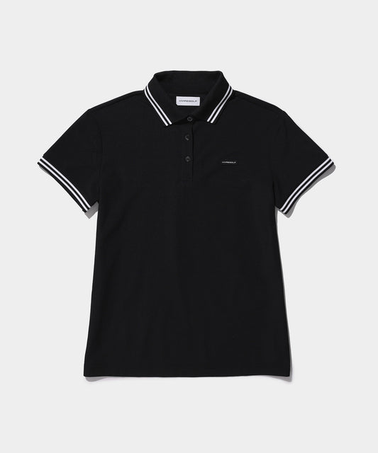 WOMEN DOT MOTIF POLO SHIRTS BLACK