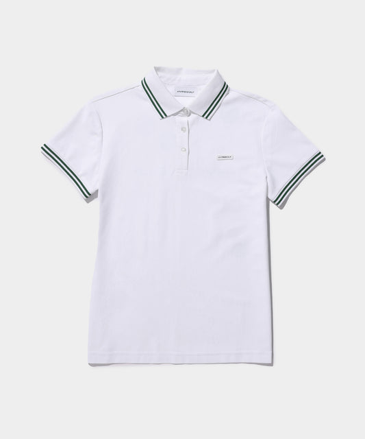 WOMEN DOT MOTIF POLO SHIRTS WHITE