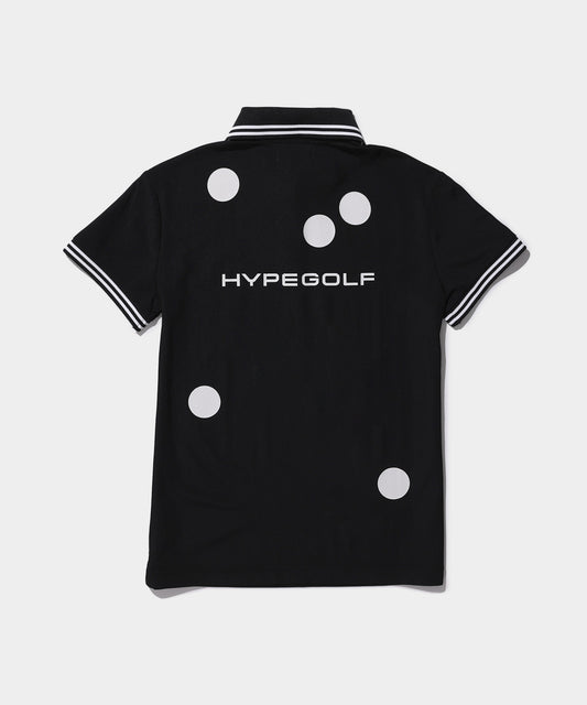 WOMEN DOT MOTIF POLO SHIRTS BLACK