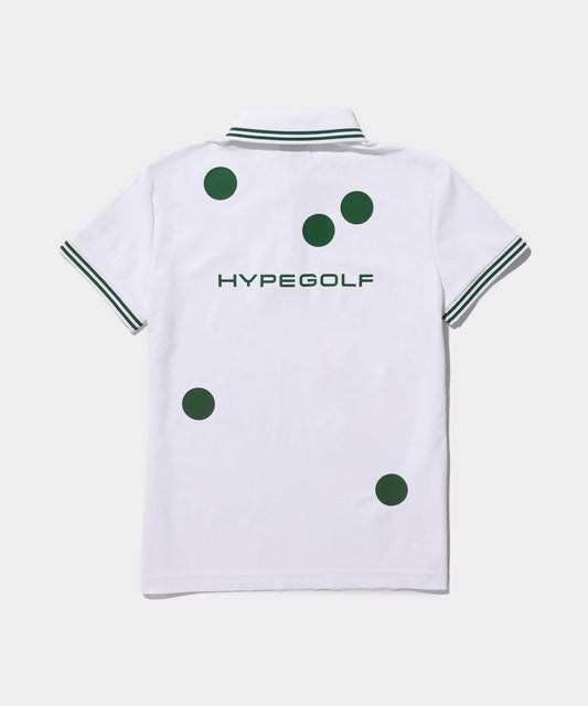 WOMEN DOT MOTIF POLO SHIRTS WHITE