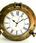 12" Antique Marine Brass Ship Porthole Clock Nautical Wall Clock Home Decorative