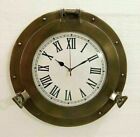 12" Home Décor Brass Antique Finish Marine Ship Porthole Clock For Wall Décor