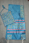 Tallit Woman Tallis Talit Beautiful BLUE with Flowers + Bag Different Elegant