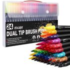 Colouring Pens 24 Colours Dual Brush Pens Felt Tip Pens Art Markers Drawing1249