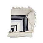 Traditional Jewish Tallit Judaica White & Black Prayer Shawl Israel Jerusalem