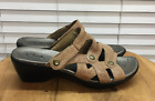 Clarks Bendables Sandals Womens 7.5M Tan Strappy Studs Wedge Heel Brown 65174