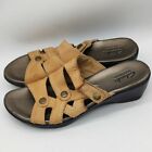 Clarks Bendables Women's Sandals Studs Strappy Wedge Heel 6.5M Tan Brown 65174