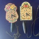 2 Antique Miniature Hand Painted German Clock L. Schyle Sohn